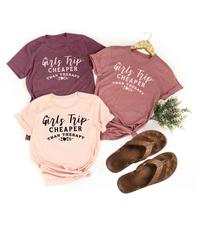 Load image into Gallery viewer, 🤩 Girls Trip T-Shirt – Cheaper Than Therapy 2026 for Besties Getaway 🍾